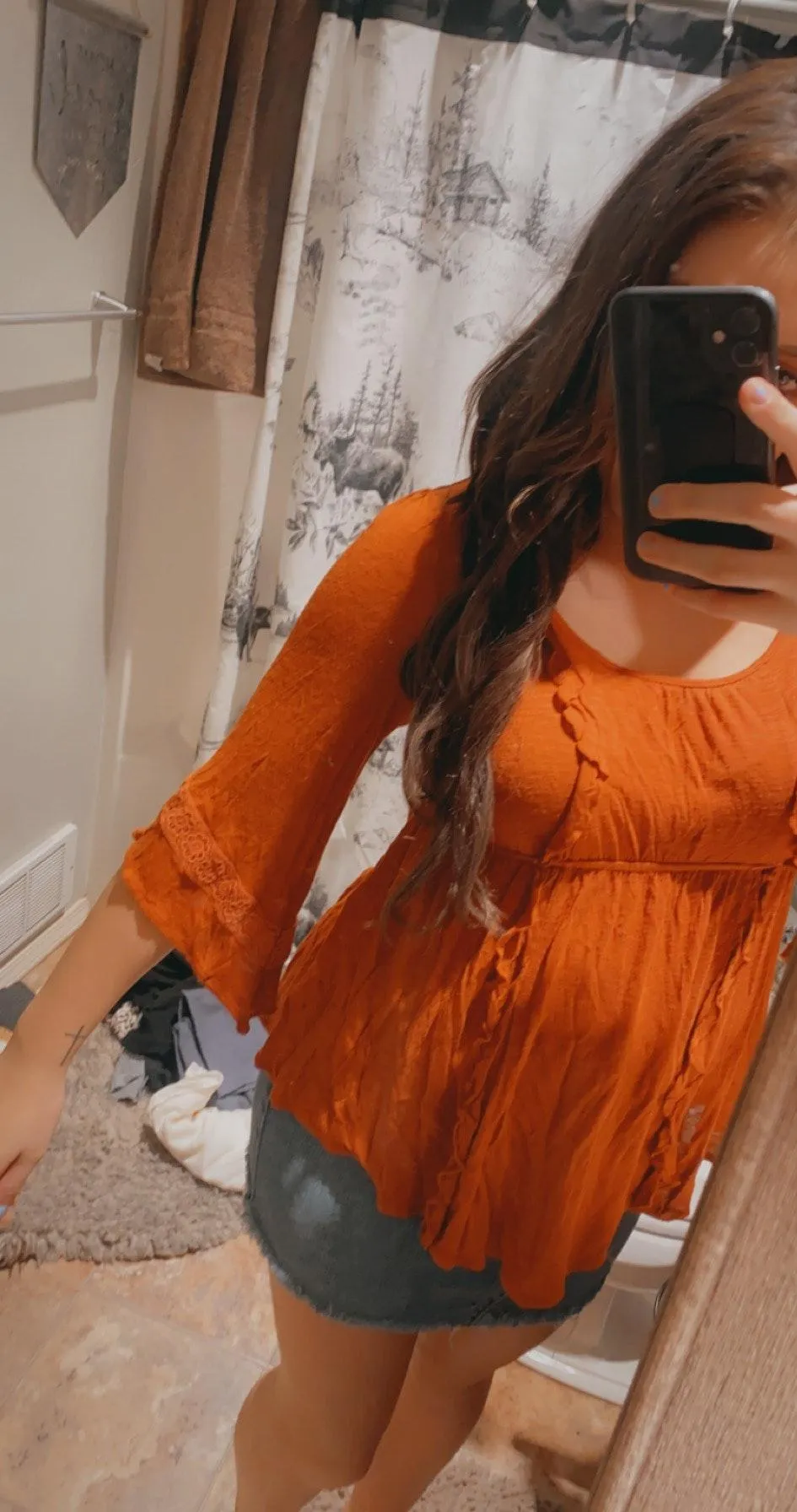 Decree  Burnt Orange Flowy Blouse  - Image 6