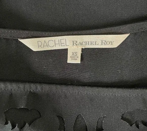 RACHEL  Laser Cut Floral Birds Top Dolman Sleeve Blouse Black Size XS - Image 15