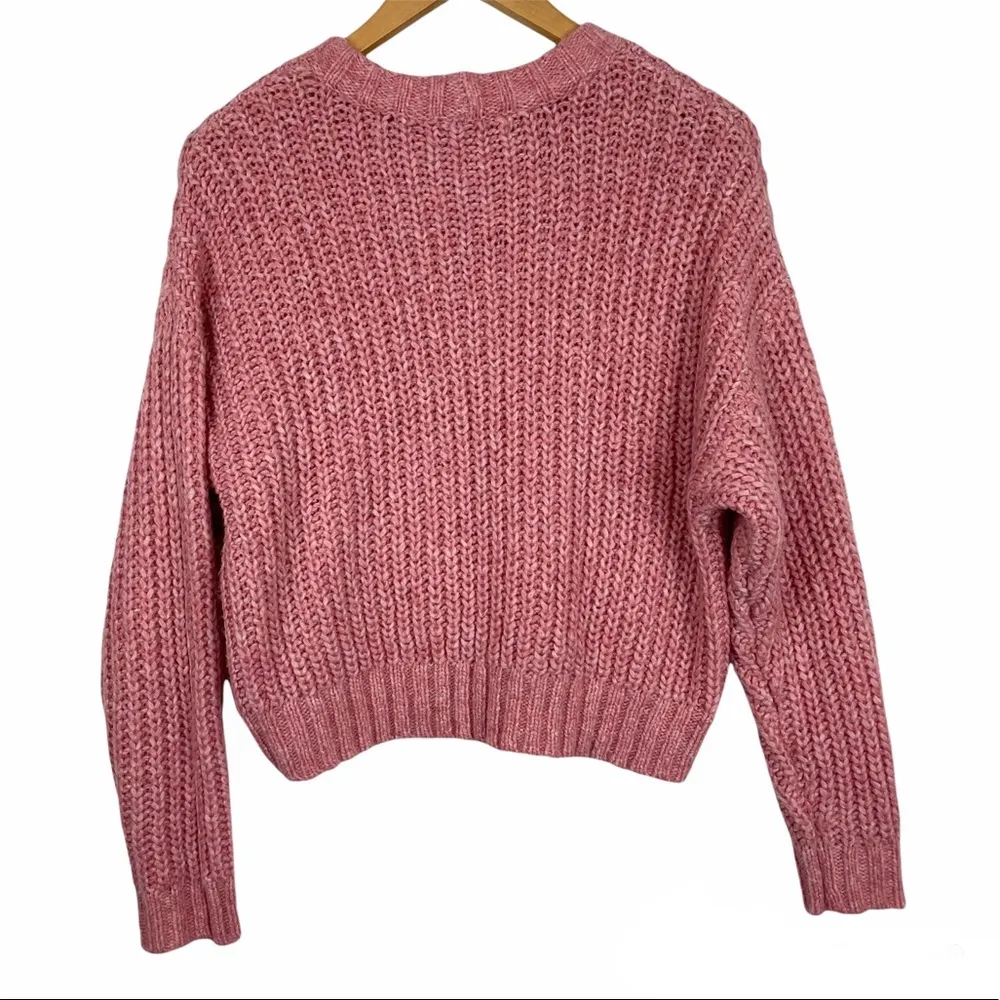 American Eagle Pink Chunky Knit Crop Sweater - Image 2