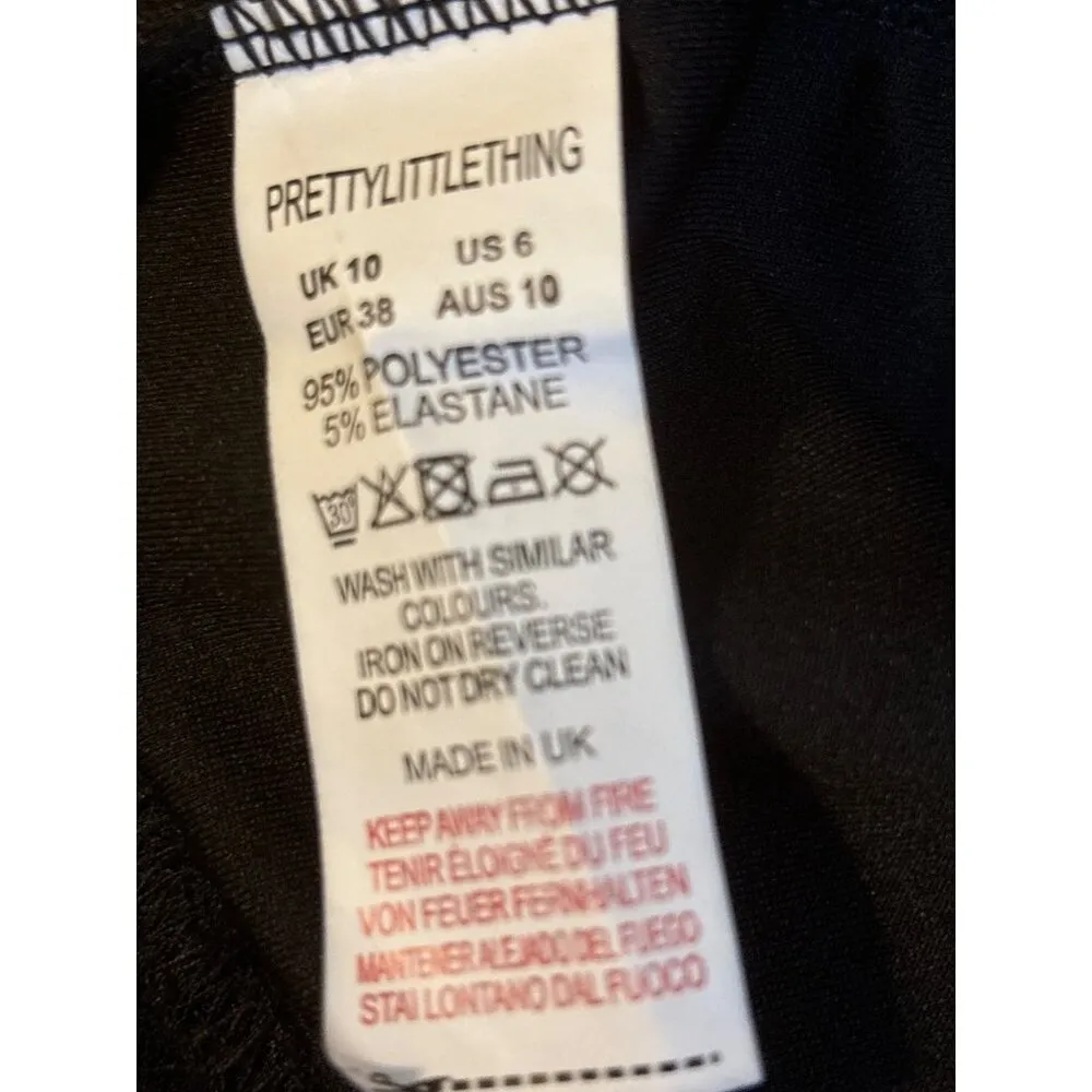 Pretty Little Thing Size 6 Dress Basic Black Bardot BodyCon Stretch NWT - Image 7