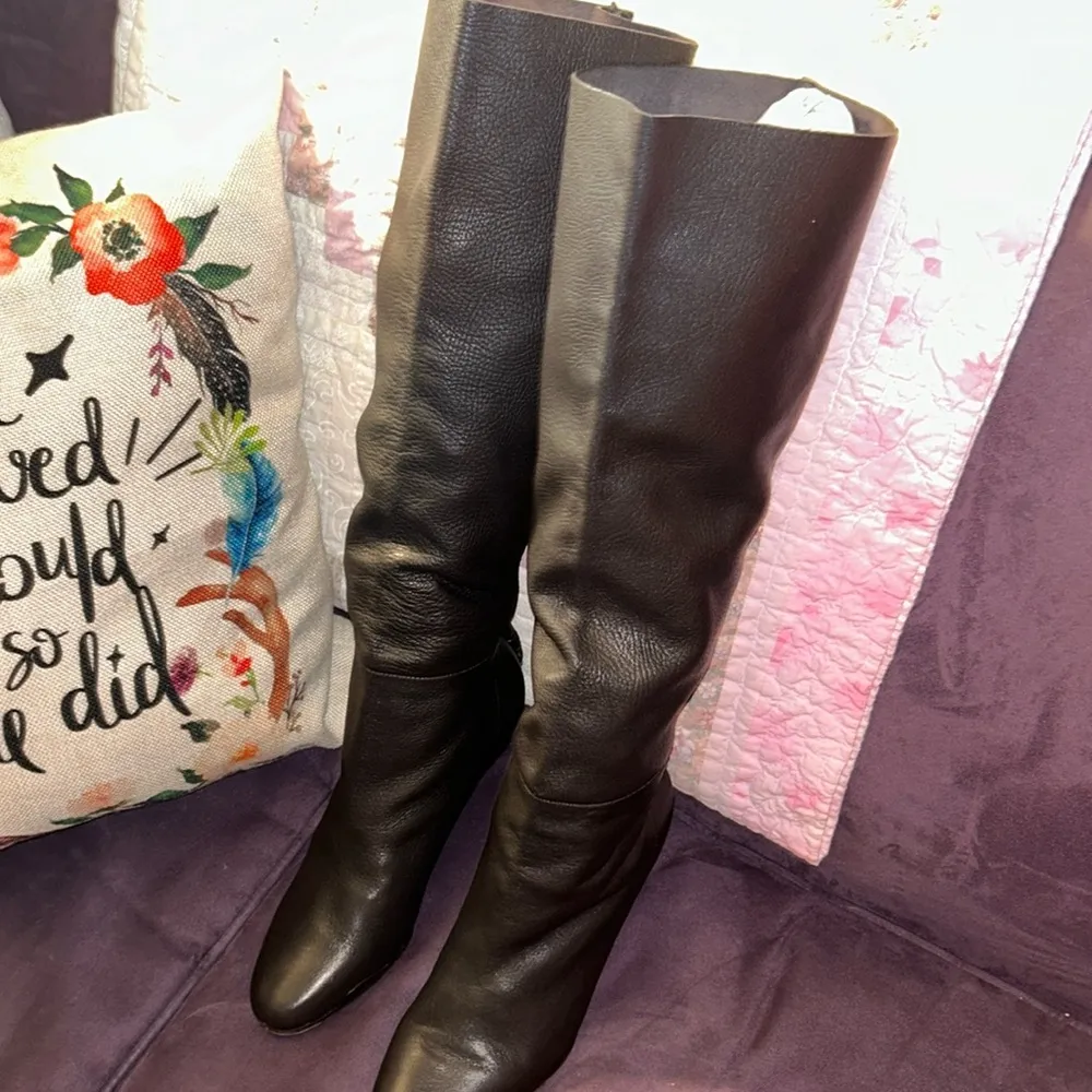 Size 5.5 Brown Leather Wedge Heeled Boots - Image 10