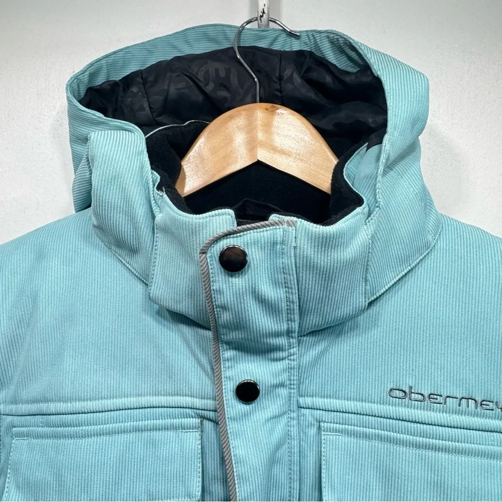 Obermeyer Boomer Jacket Teal Zip Front Hooded Soft Shell Junior Size 12 - Image 6