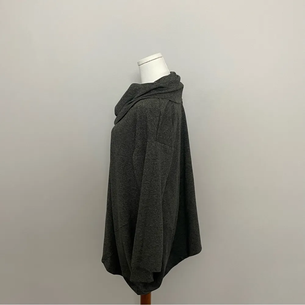 Bryn Walker Tunic Top Cowl Neck Lagenlook Art To Wear USA Made Heathered Grey - Image 3