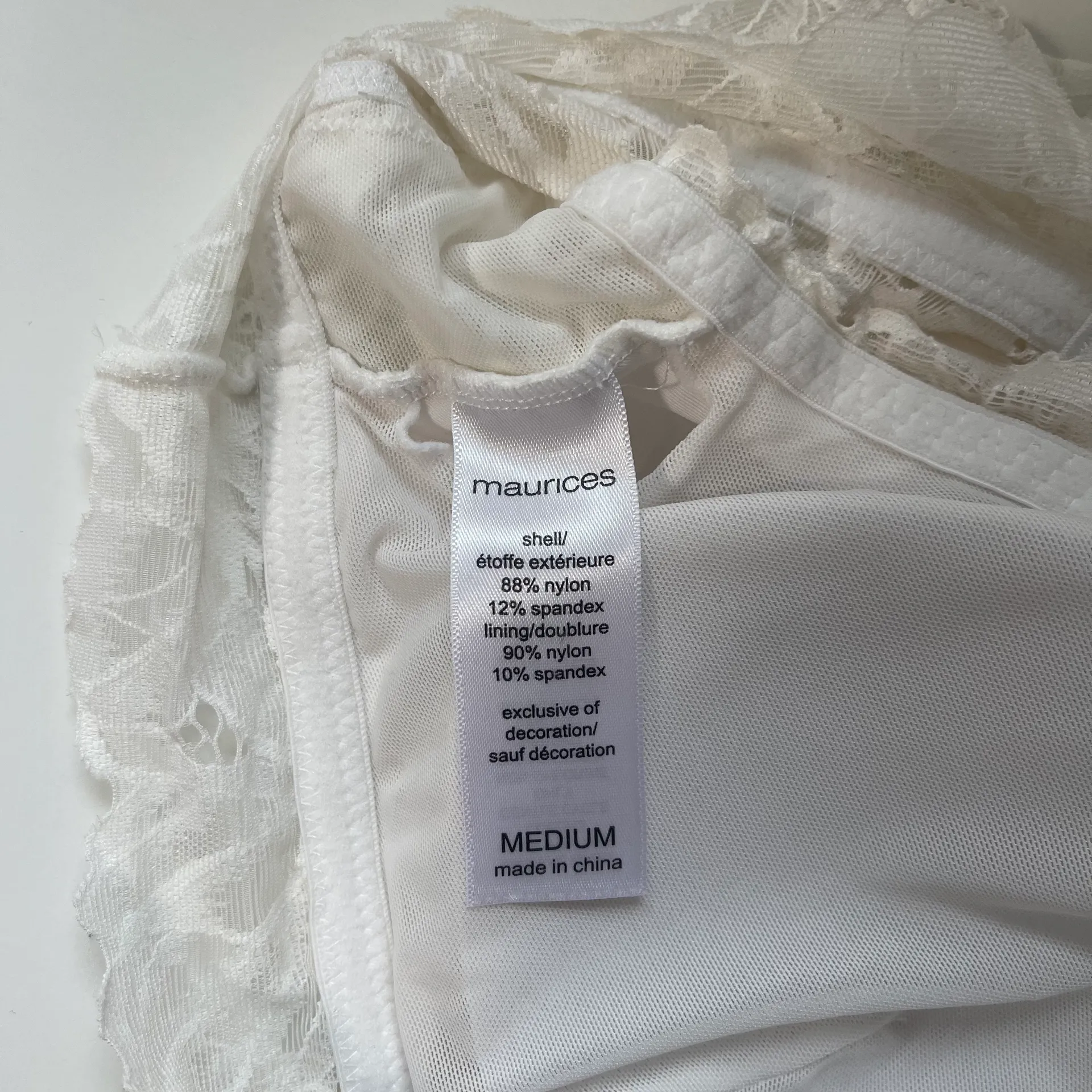 Maurices White Allover Lace Plunge Criss Cross Back Bralette - Image 7