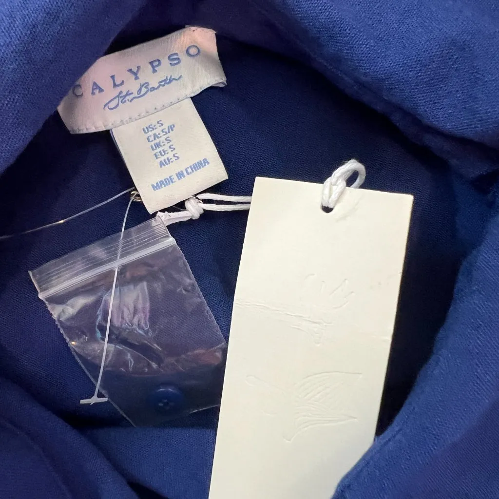 NWT Calypso St. Barth Blue button down midi dress size small - Image 10