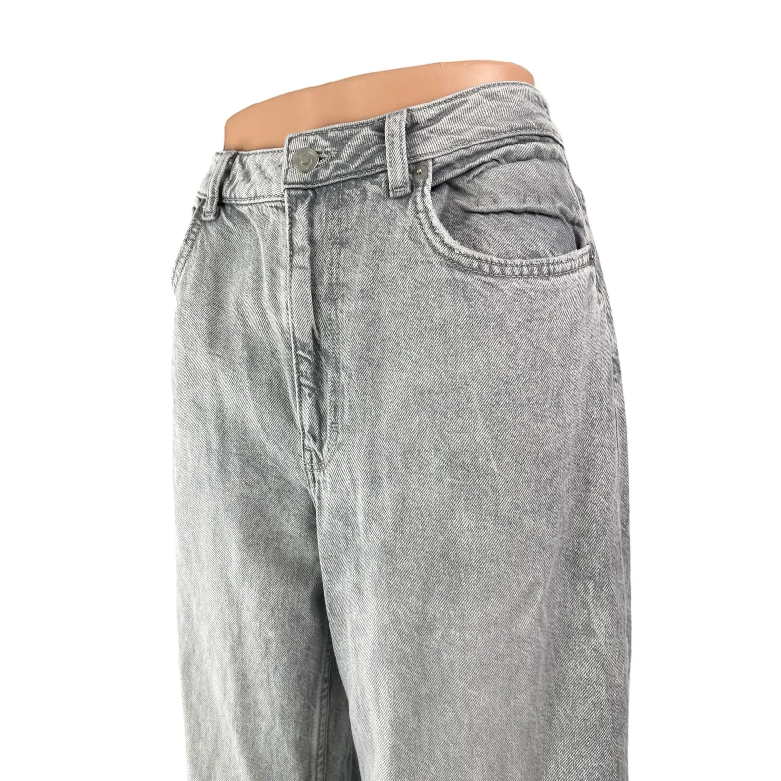 H&M Divided Women's Gray High Waisted Baggy Wide Leg Denim Jeans Pants Size 8 - Image 3
