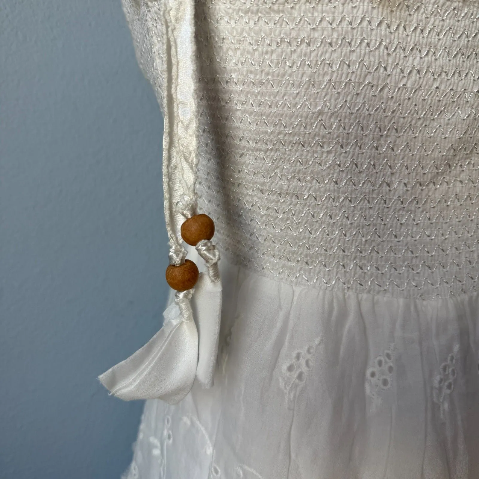 LoveShackFancy Olani Eyelet Mini Dress Size Large - Image 12