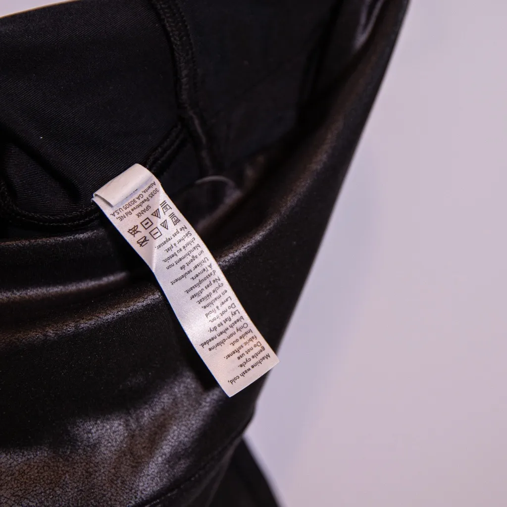 Spanx  Faux Vegan Leather Textured High Rise Moto Leggings Black Medium - Image 3