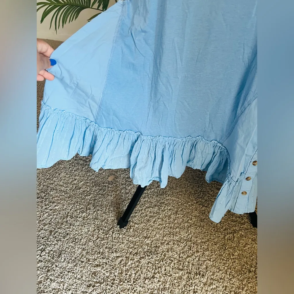 Pilcro  Anthropologie Light Blue Ruffled Hem Tank Top - Image 6