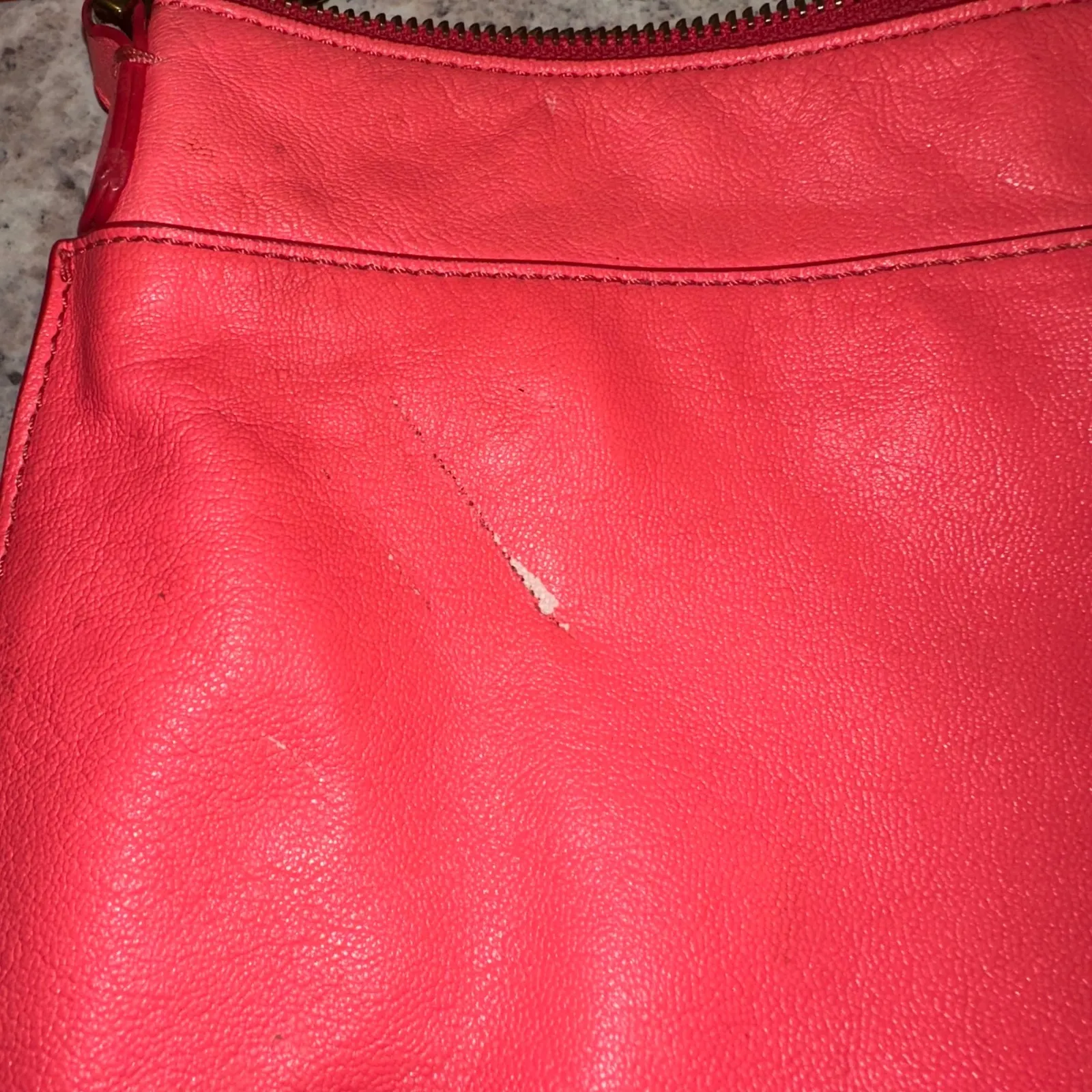 Fossil Crossbody Bag bright Pink Leather Adjustable Strap Key Accent - Image 3