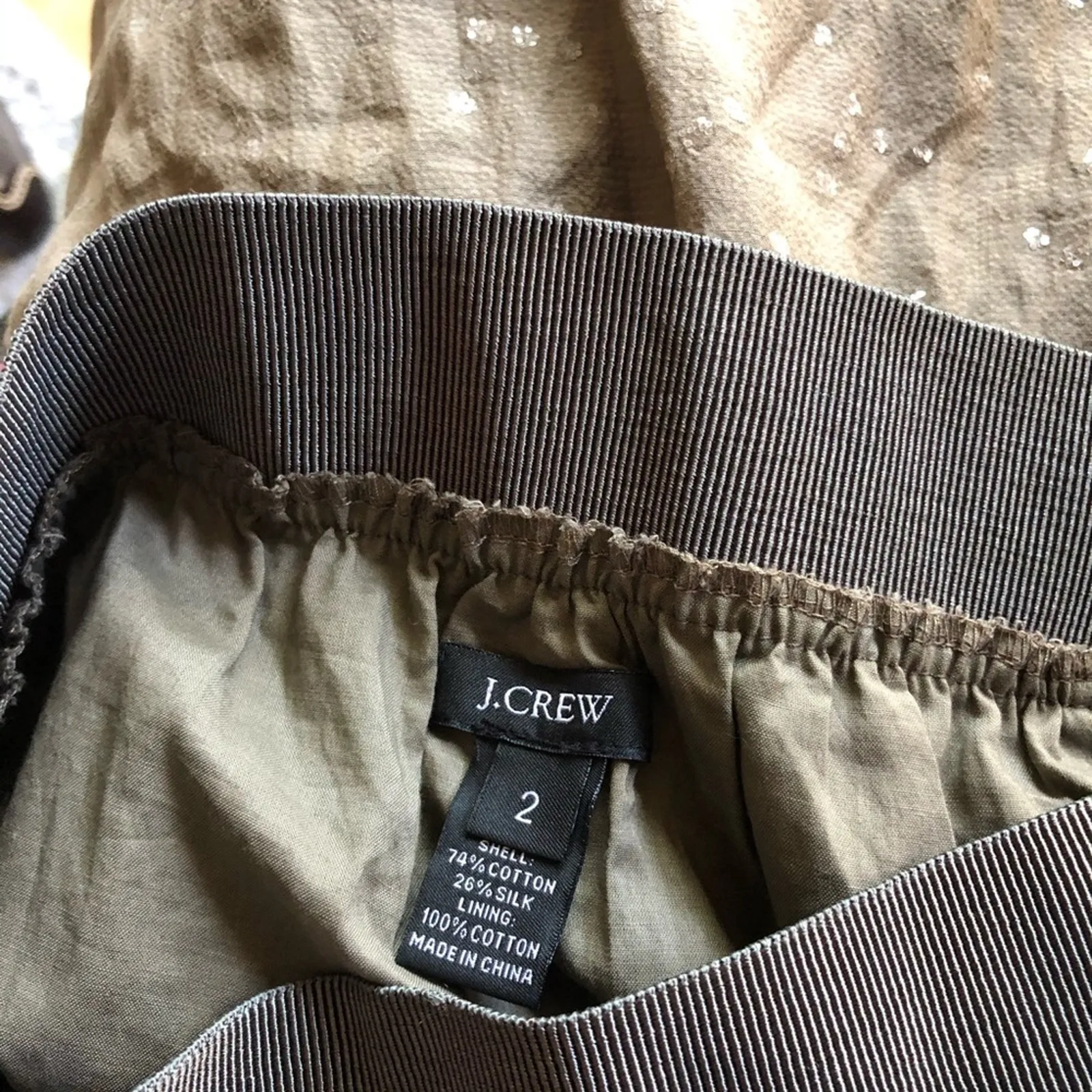 J. Crew Olive Green Bubble Mini Skirt Fairy Grunge Indie Sequin Y2K Silk Blend - Image 4