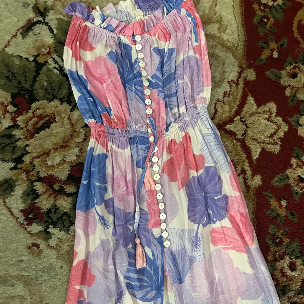 Tiare Hawaii Strapless Dress - Pink and Purple Floral - Image 5