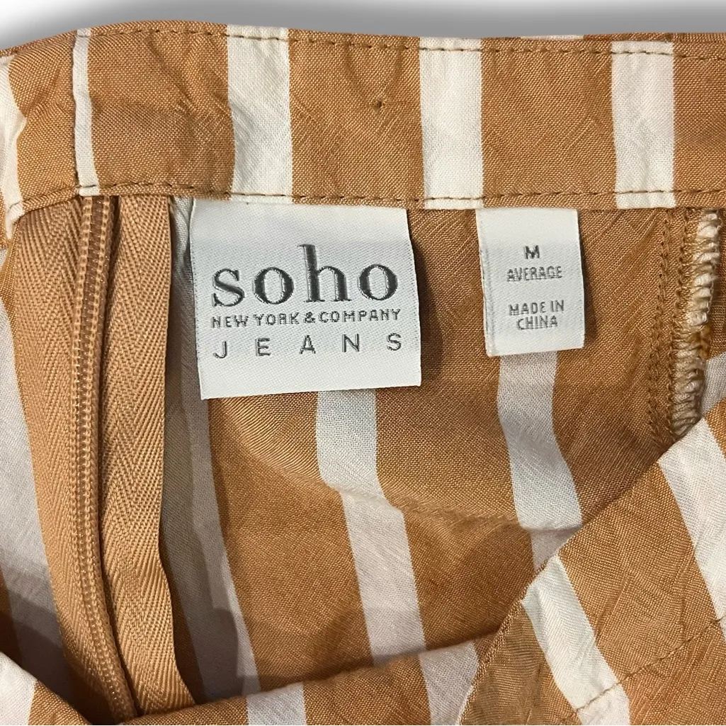 Soho Jones & Co Med Striped Amber Orange Off The Shoulder Crop Top Zip Back - Image 3