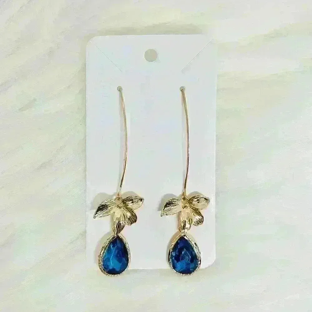 Orchid Cobalt Blue Statement Earrings - Image 5