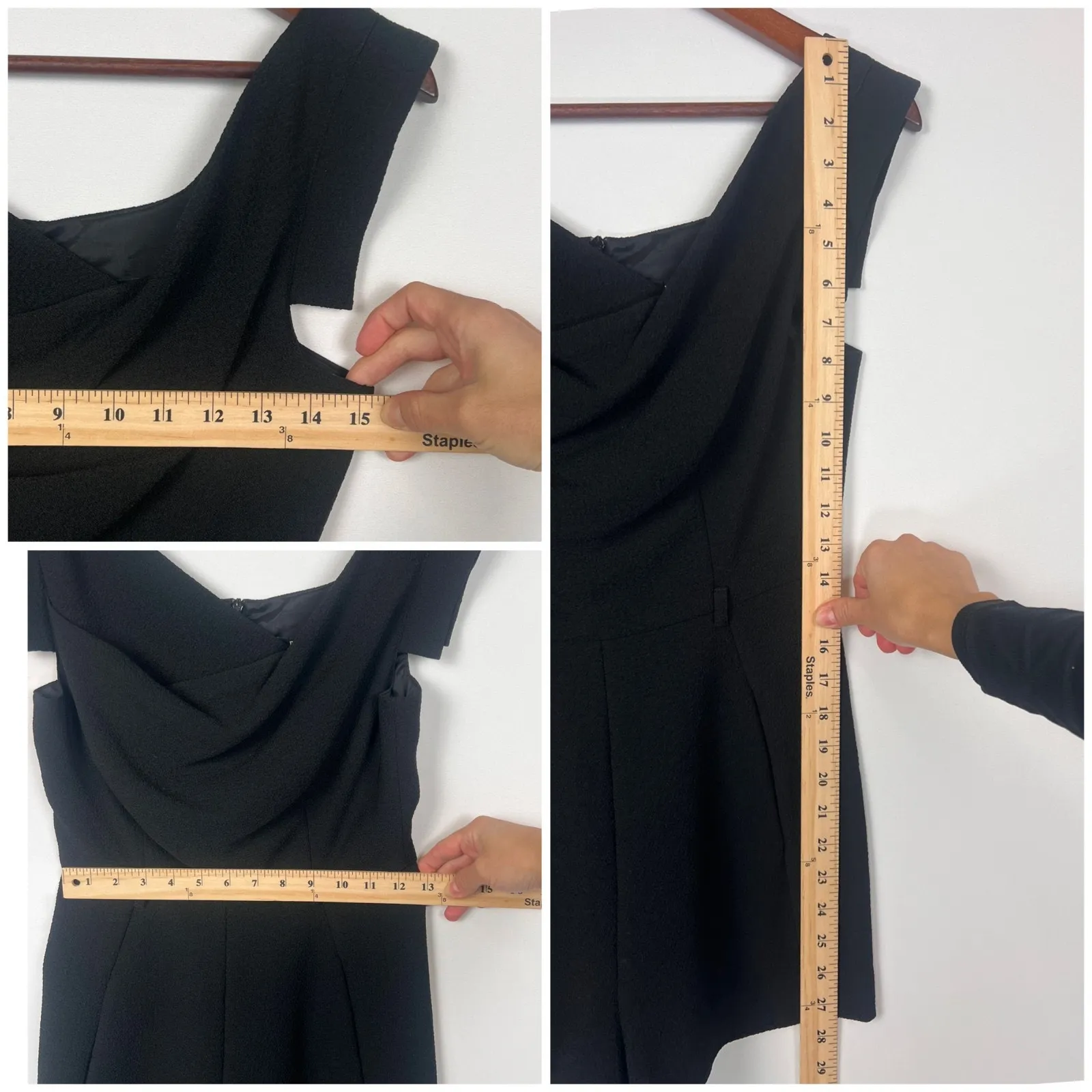 Black Halo Black Romper 2 Draped Asymetrical Neckline Sleeveless Lined Zip Back - Image 8