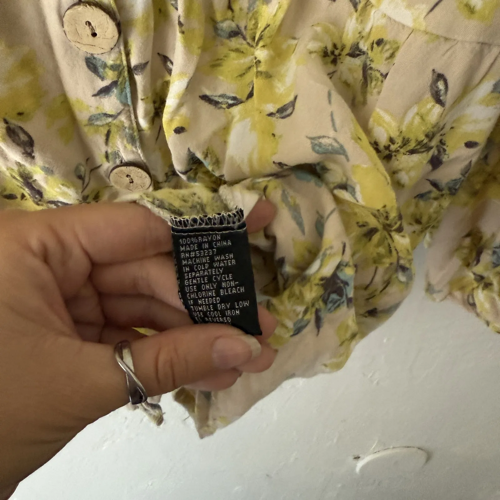 Unique Spectrum Blouse Peasant XL Floral‎ Button Front 3/4 Sleeve Rayon Top - Image 6