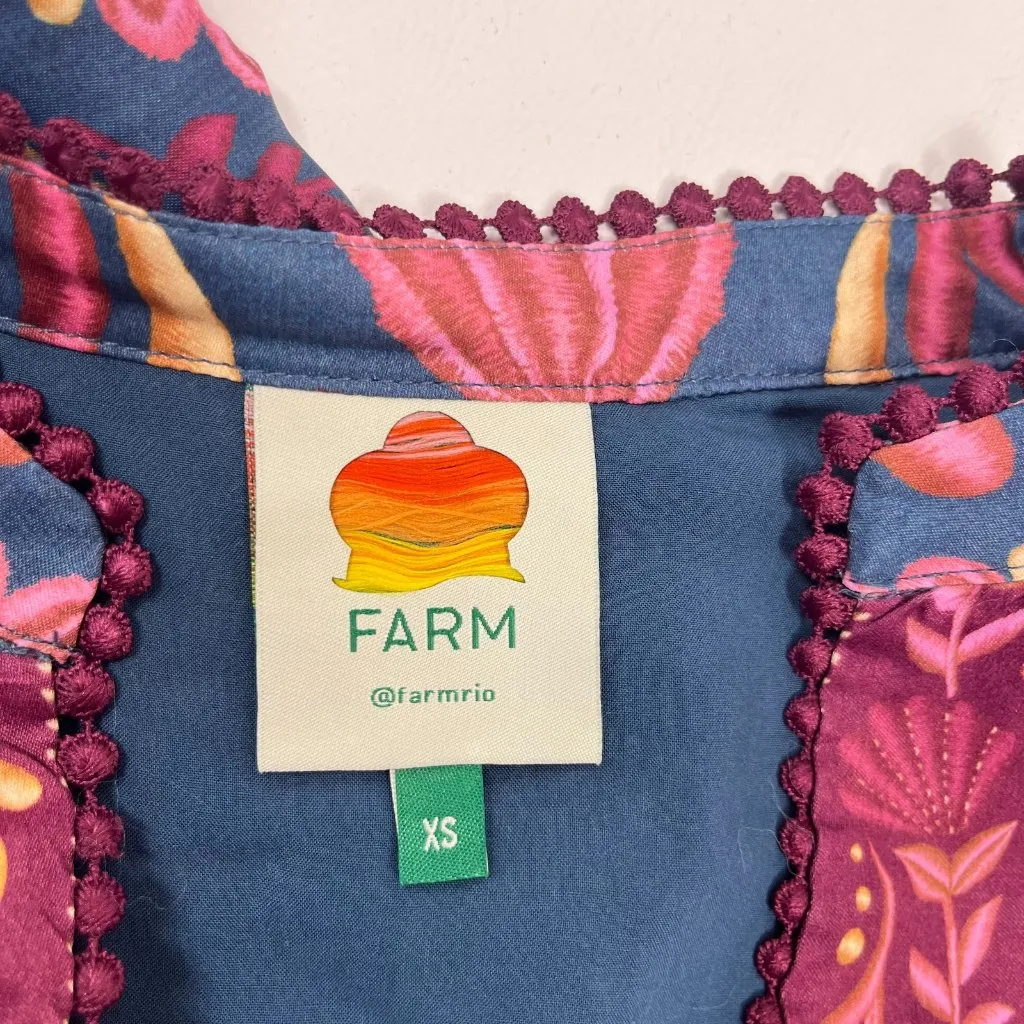 NWOT Farm Rio Floral Beads Tie Printed Tunic Ruffles Maxi Dress Size XS - Image 14