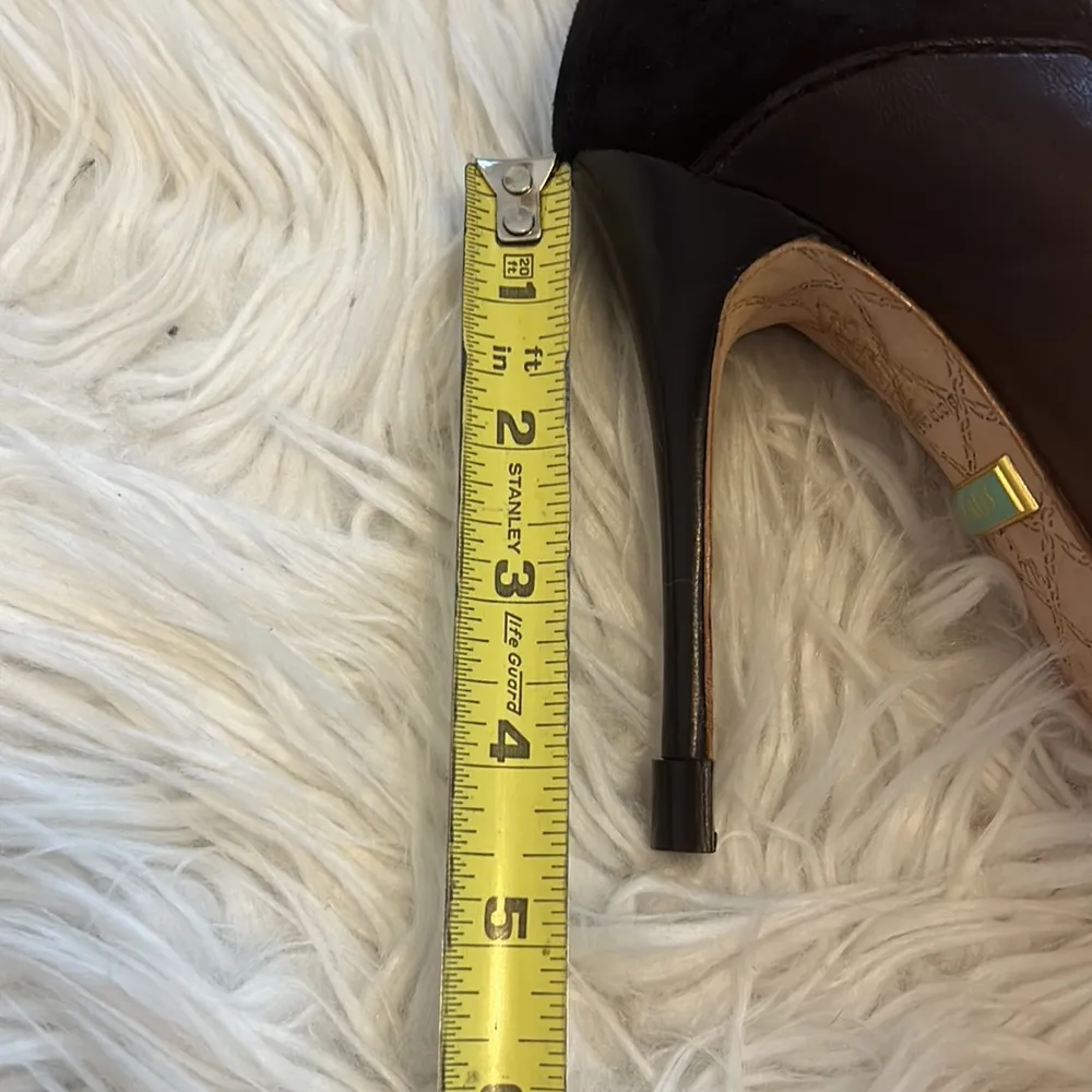 L.A.M.B. Black Suede Leather Peep Toe Pumps - Image 9