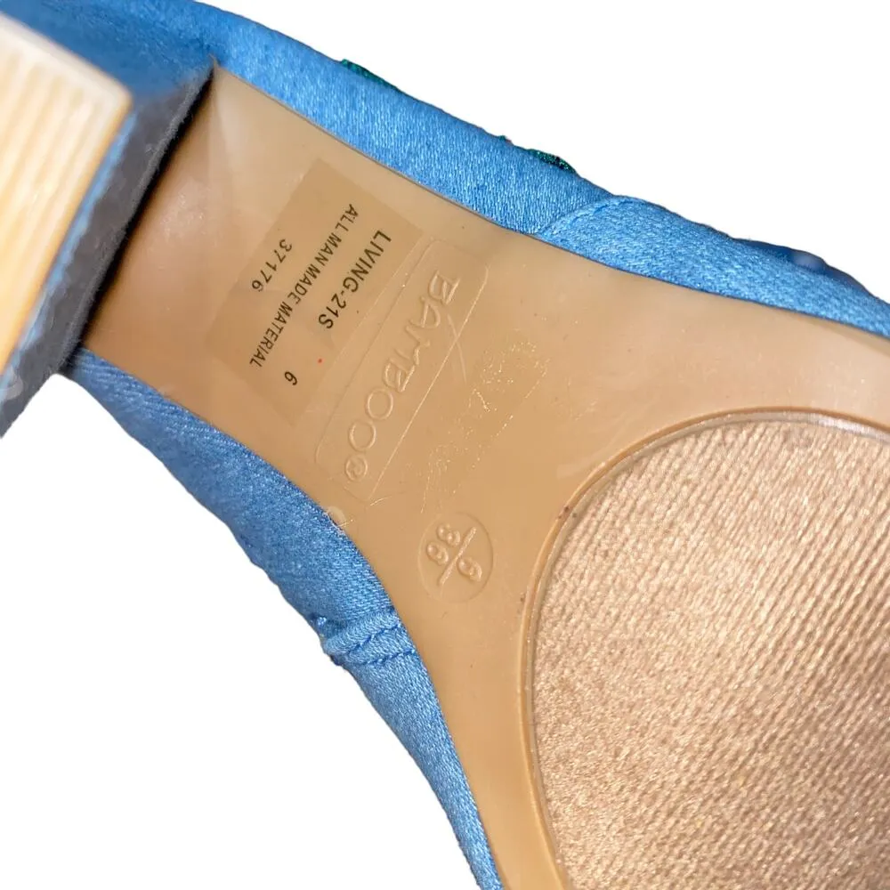 NIB Bamboo Blue Denim Rose Flower Embroidered Ankle Booties Women's Size 6 - Image 6