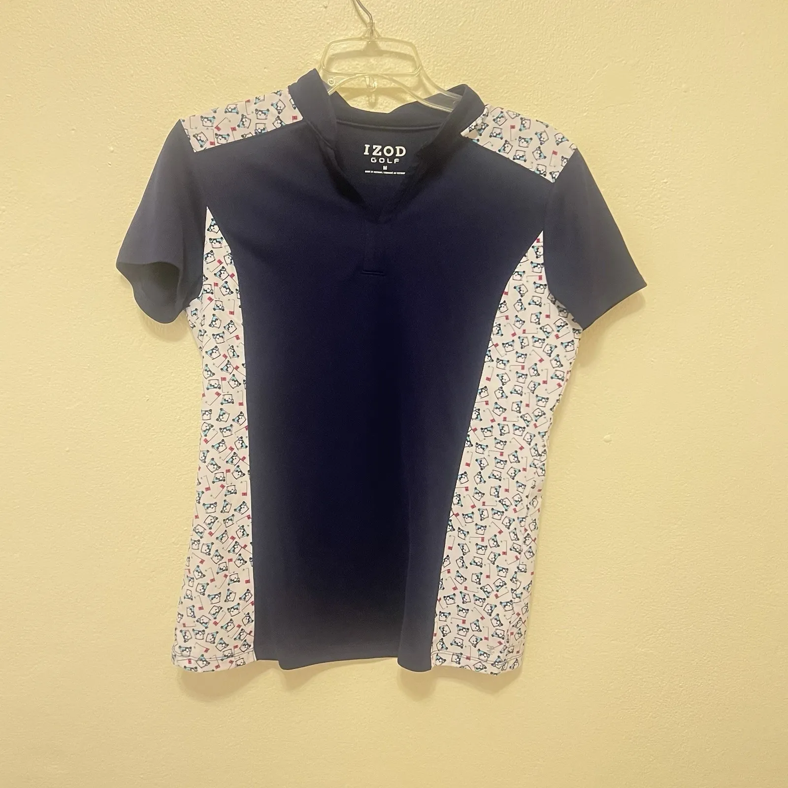 Izod Top Women's Size  Blue Golf Cart Print Short Sleeve Comfort Logo Summer Med - Image 8