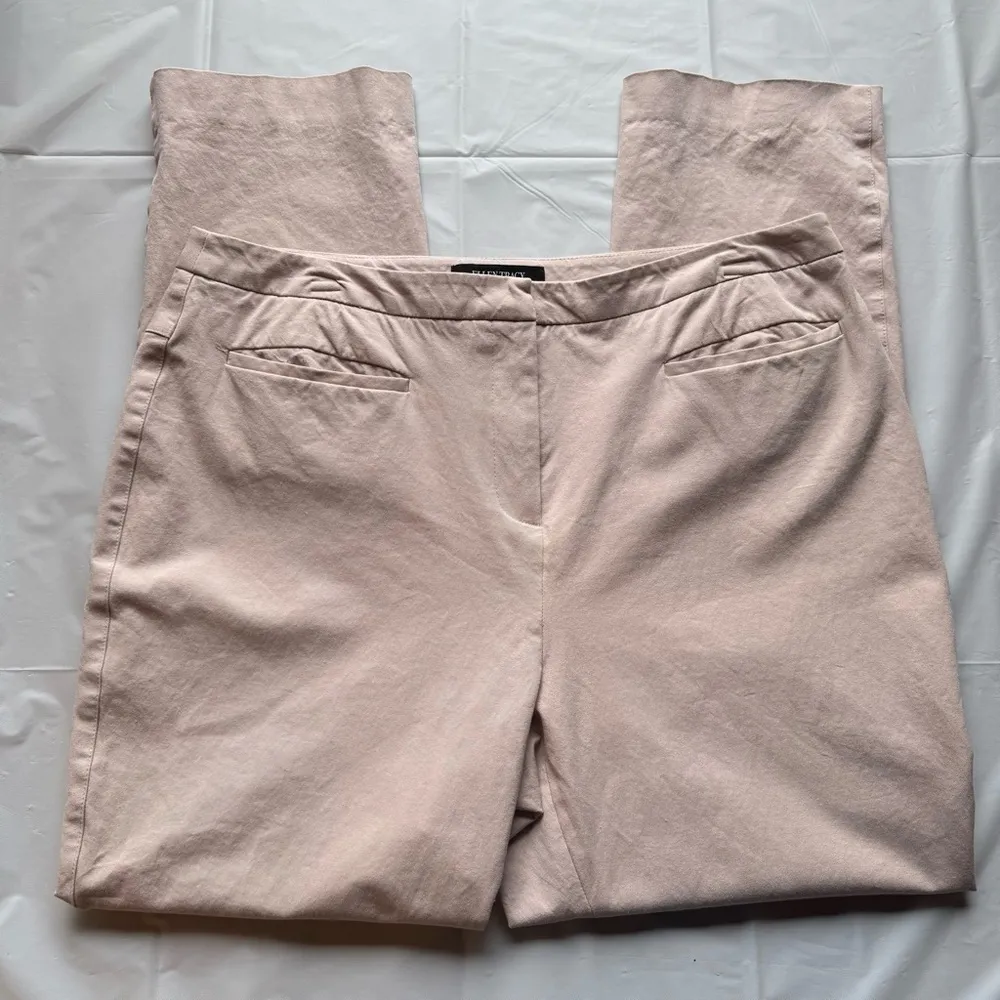 Light Mauve Beige Cotton Blend Flat Front Ankle Pants Size 12 - Image 4