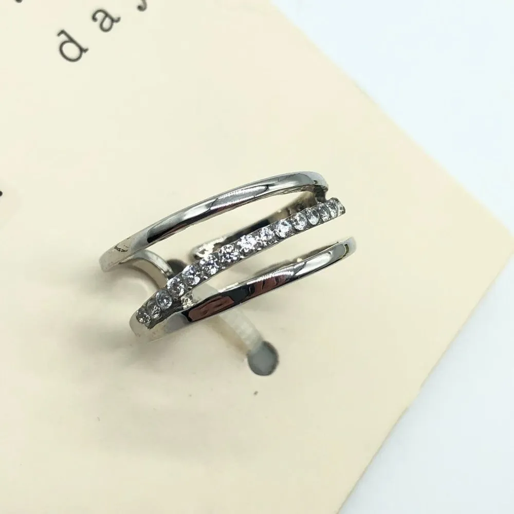 A New Day Ring Cubic Zirconia Rhinestones Silver Tone Size 7 - Image 3