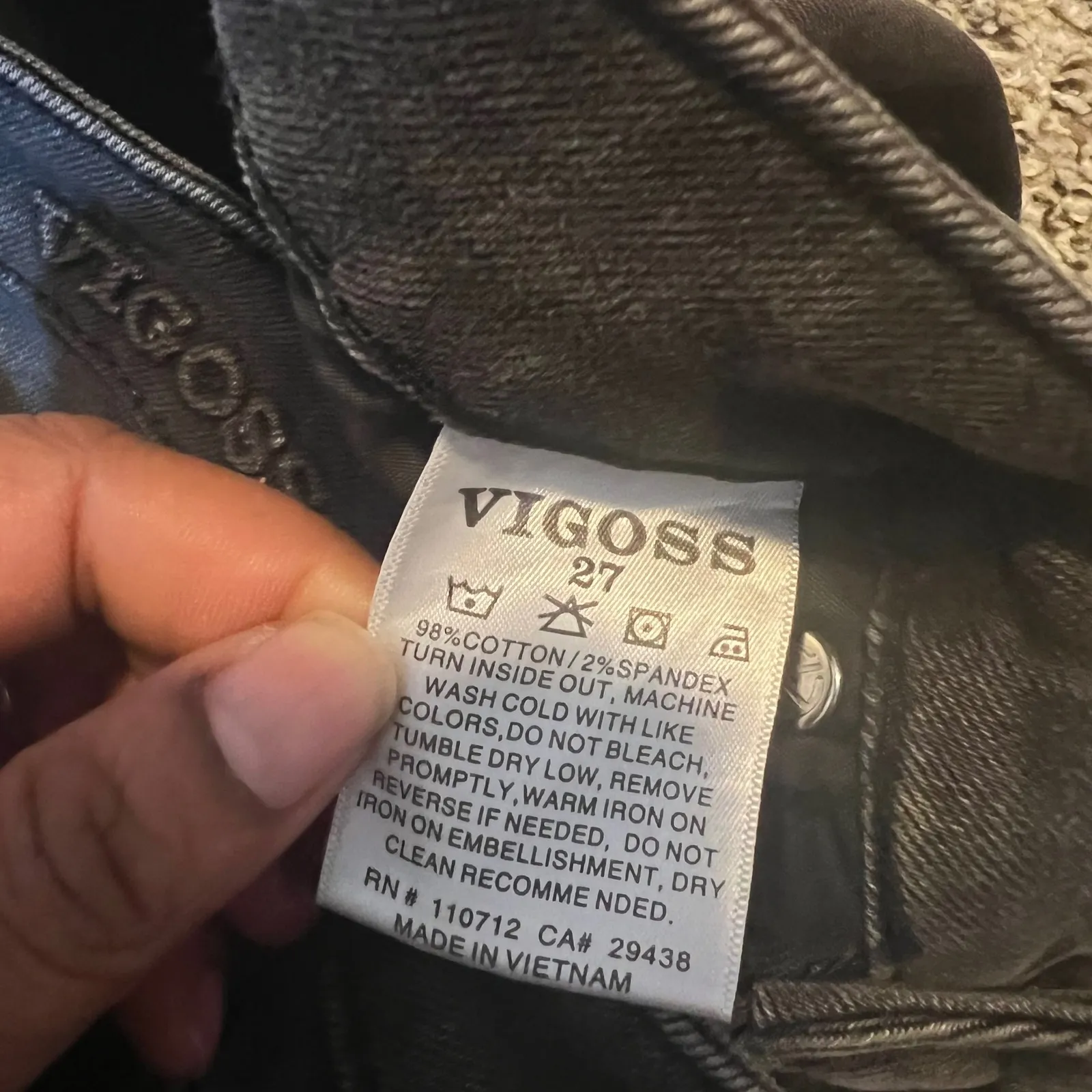 VIGOSS Stevie Crop Straight Jeans Dark Wash Distressed Flair Size 27 - Image 4