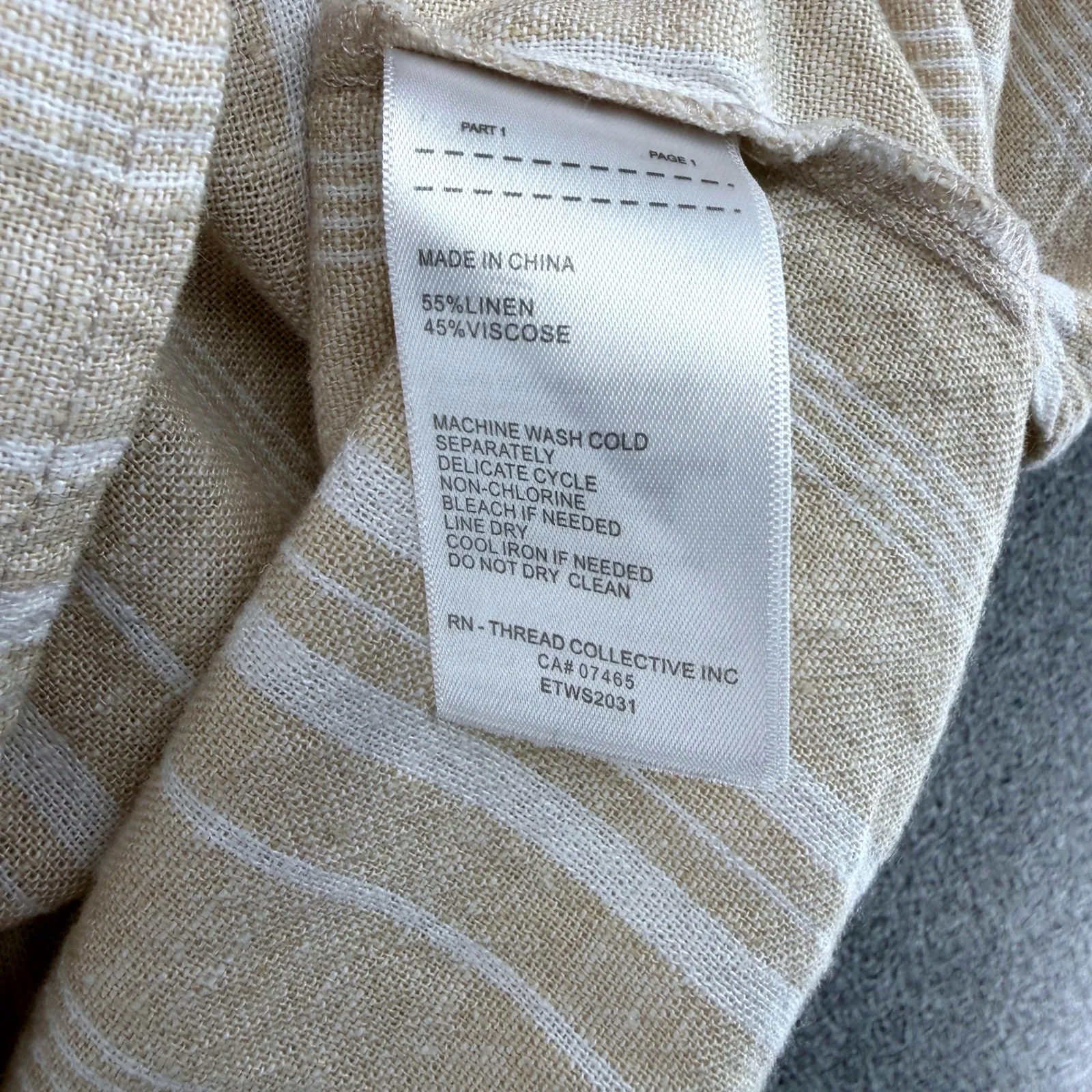 Ellen Tracy Linen Viscose Blend Dolman Sleeve Striped Button Casual Top Medium - Image 7