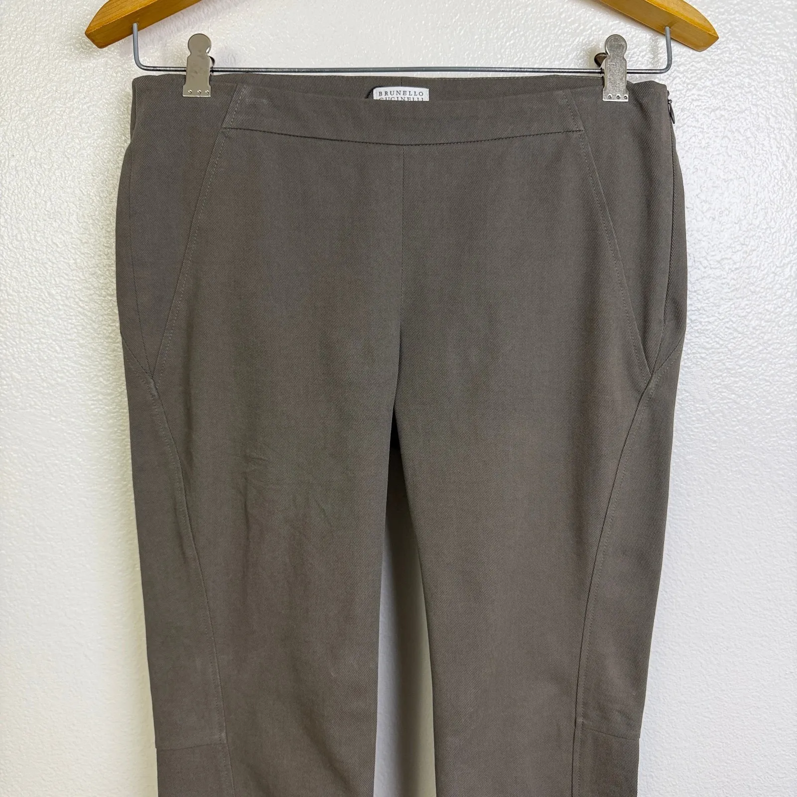 Brunello Cucinelli Slim Fit Pants Womens Size 6 Taupe Skinny Leggings Italy 29" - Image 2