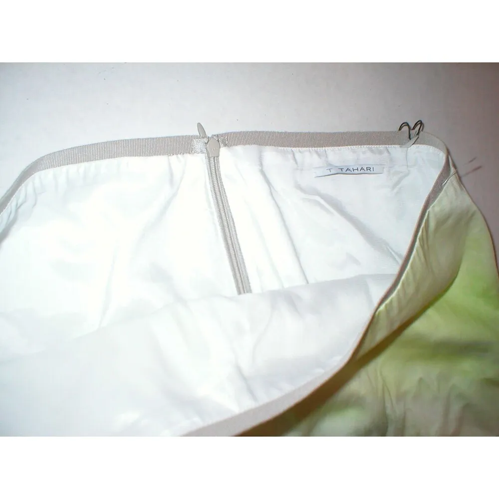 New Womens Designer Tahari Yellow White Tan Skirt Lined Office 12 NWT Ombre Gree - Image 8