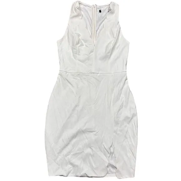 NWOT Lulus Women’s Feeling Coy‎ White Scalloped V-Neck Bodycon Dress Size L - Image 3