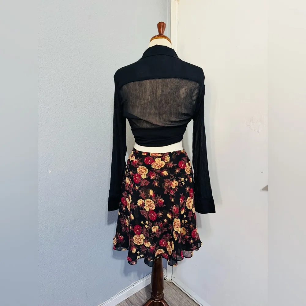 Compagnie Internationale Express Vintage Floral Short Skater Y2K Skirt Ruffled M - Image 8