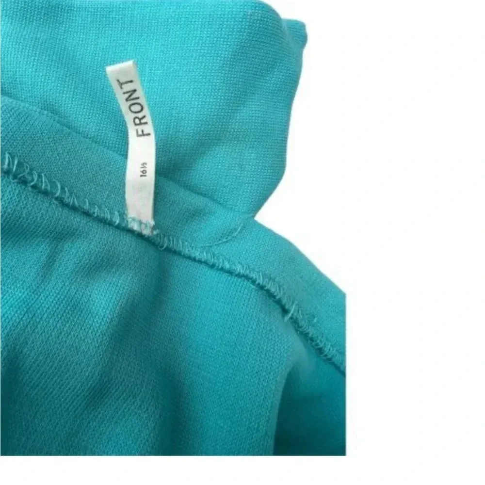 Montgomery Ward 1970's 2 Piece Turquoise Skirt Smock Blouse Set Lace‎ Trim NOS​ Blue Size 16 - Image 9