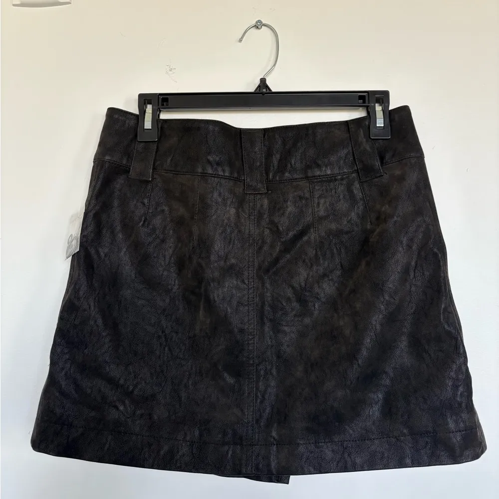 Free People Faux Leather Skirt with Zipper Details - Image 6