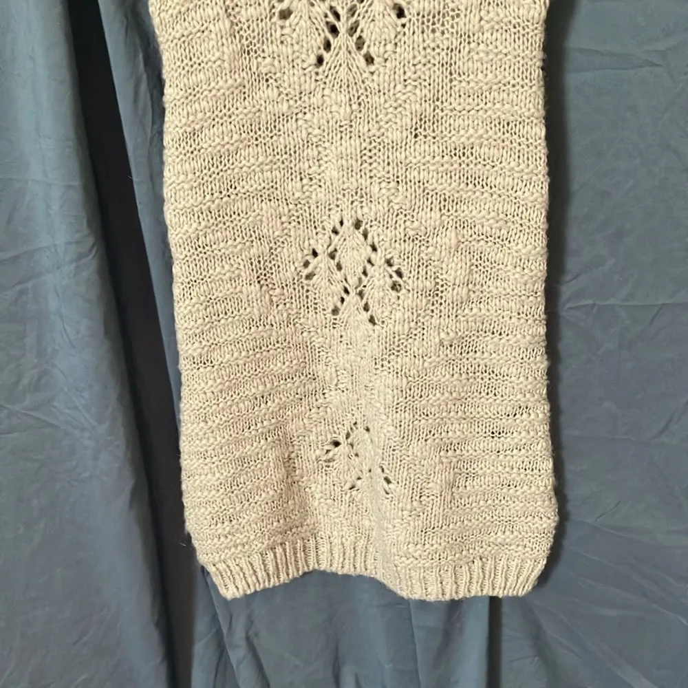 Zara Knit: Cream colored Sheer Knit Dress- Acrylic/Wool/Alpaca Blend- crew- S - Image 7