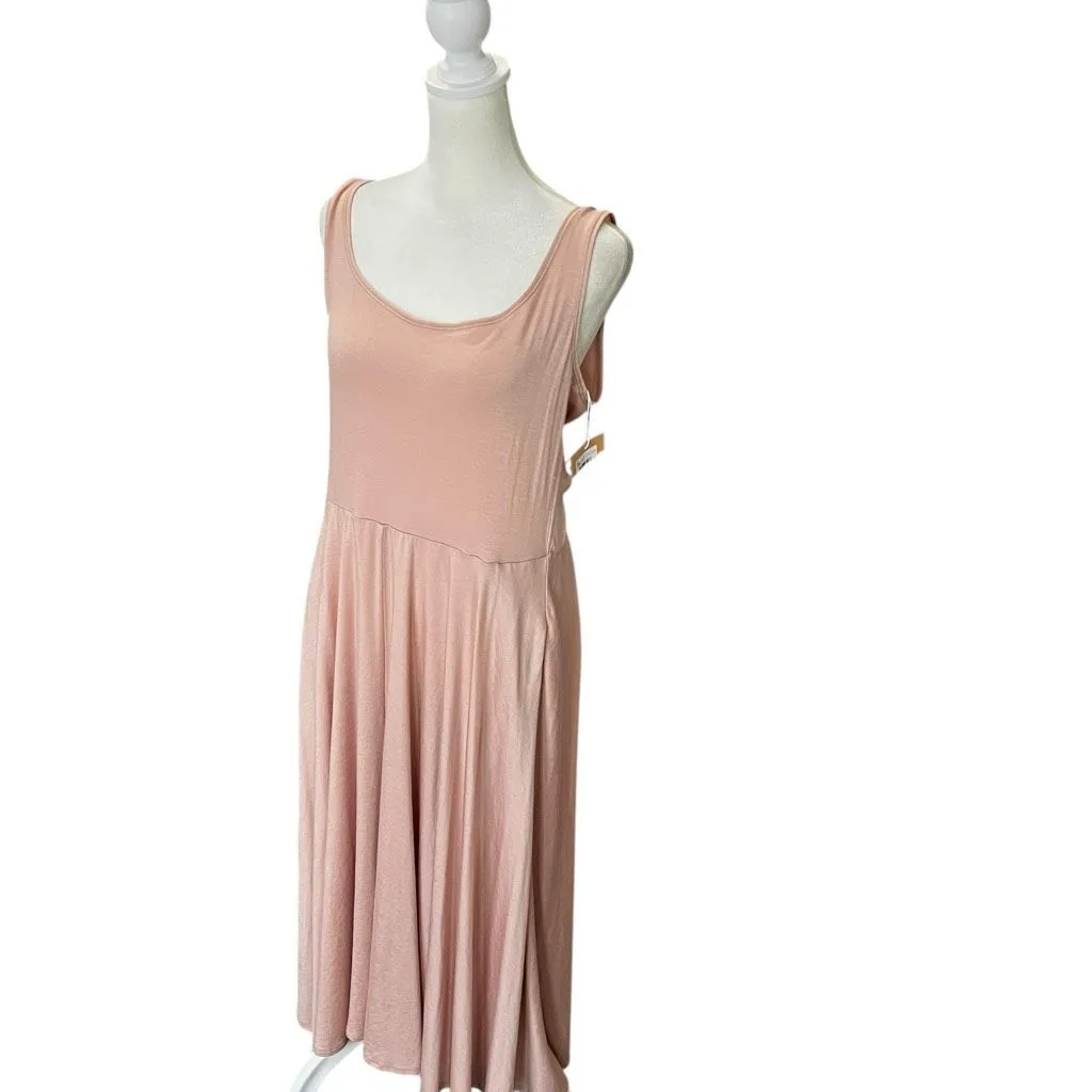Reformation Rou Dress XL Blush Pink Midi Tank Fit Flare Sustainable NWT - Image 5