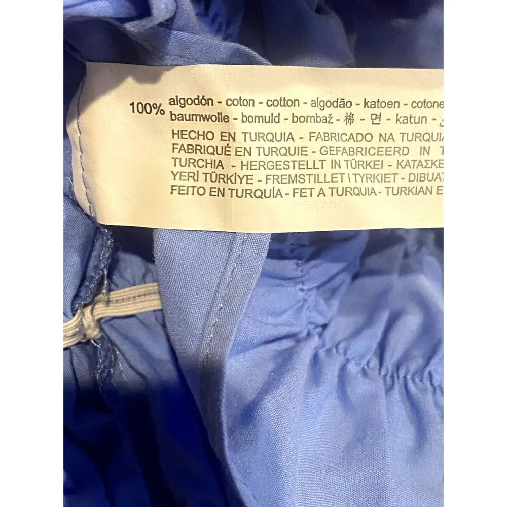 ZARA Ruffle Poplin Off The Shoulder Elastic Stretch Crop Top Cotton S Blue #3266 - Image 9