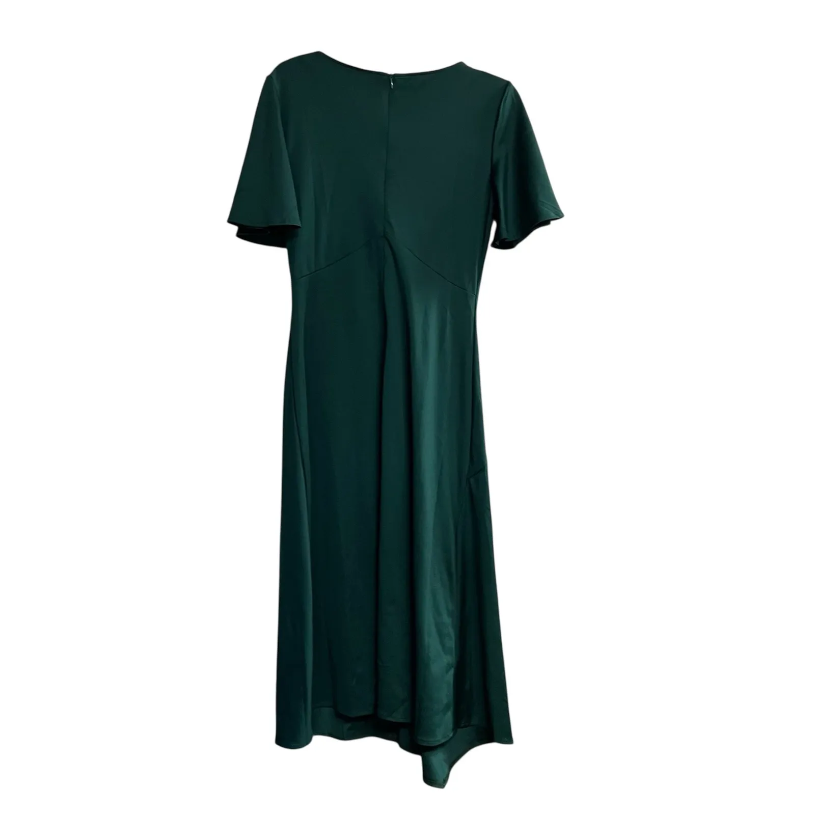 Green Midi Dress Ruched Cocktail Party Career Elegant Women's Medium SEE DESCRIP - Image 2