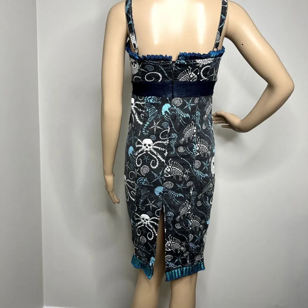 Too Fast Sea Creature Skeleton Bodycon Dress Black - Image 3