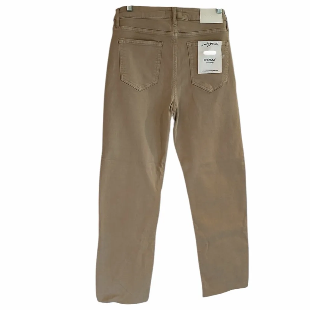 Carly Jean Los Angeles Chrissy Classic Straight Leg Jeans  
Tan Raw Hem size 13 - Image 3