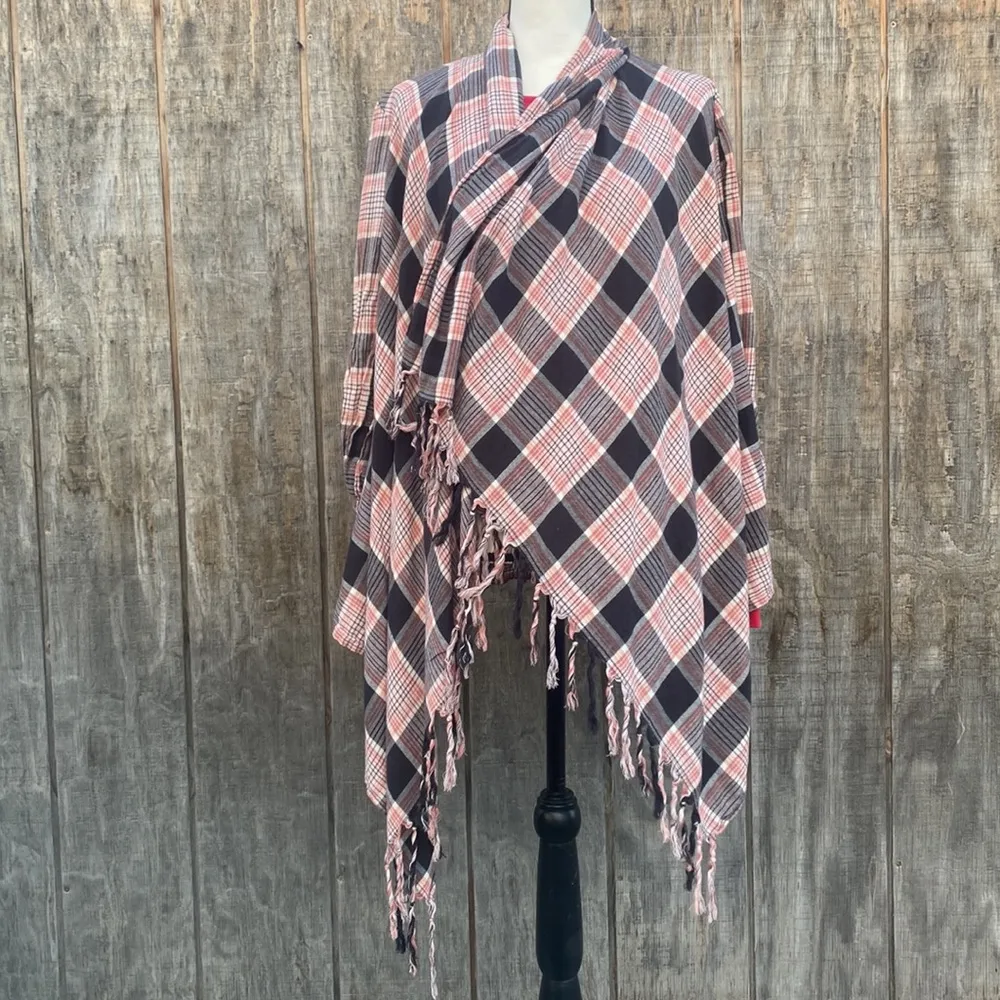 Billabong Pink Plaid Open Cardigan Size S - Image 3