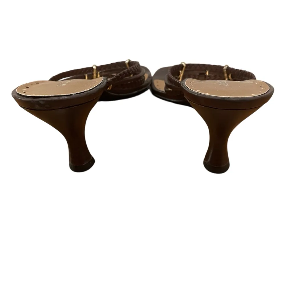 BCBGirls Sunee Braided Leather Ring Sandals Heels Coco Brown Womens Size 10 - Image 7