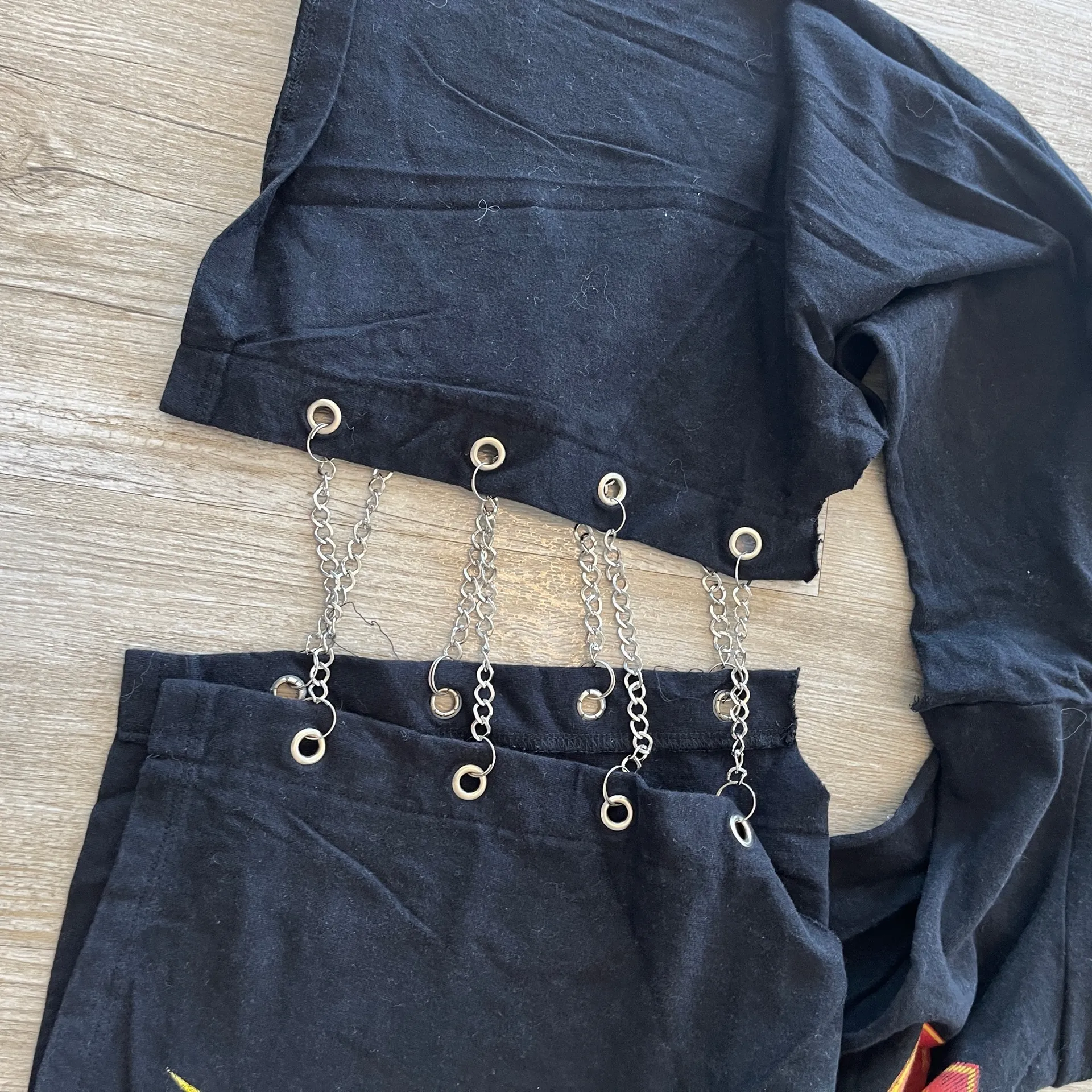 Womens ACDC Black Tank Top with Chain Sides - Image 5