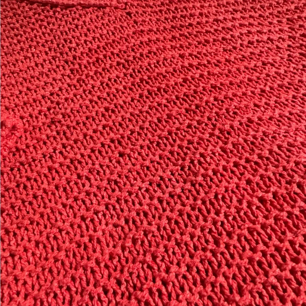 Free People Slouchy Chunky Knit Shirt Orange/Coral Large Comfy - Image 3