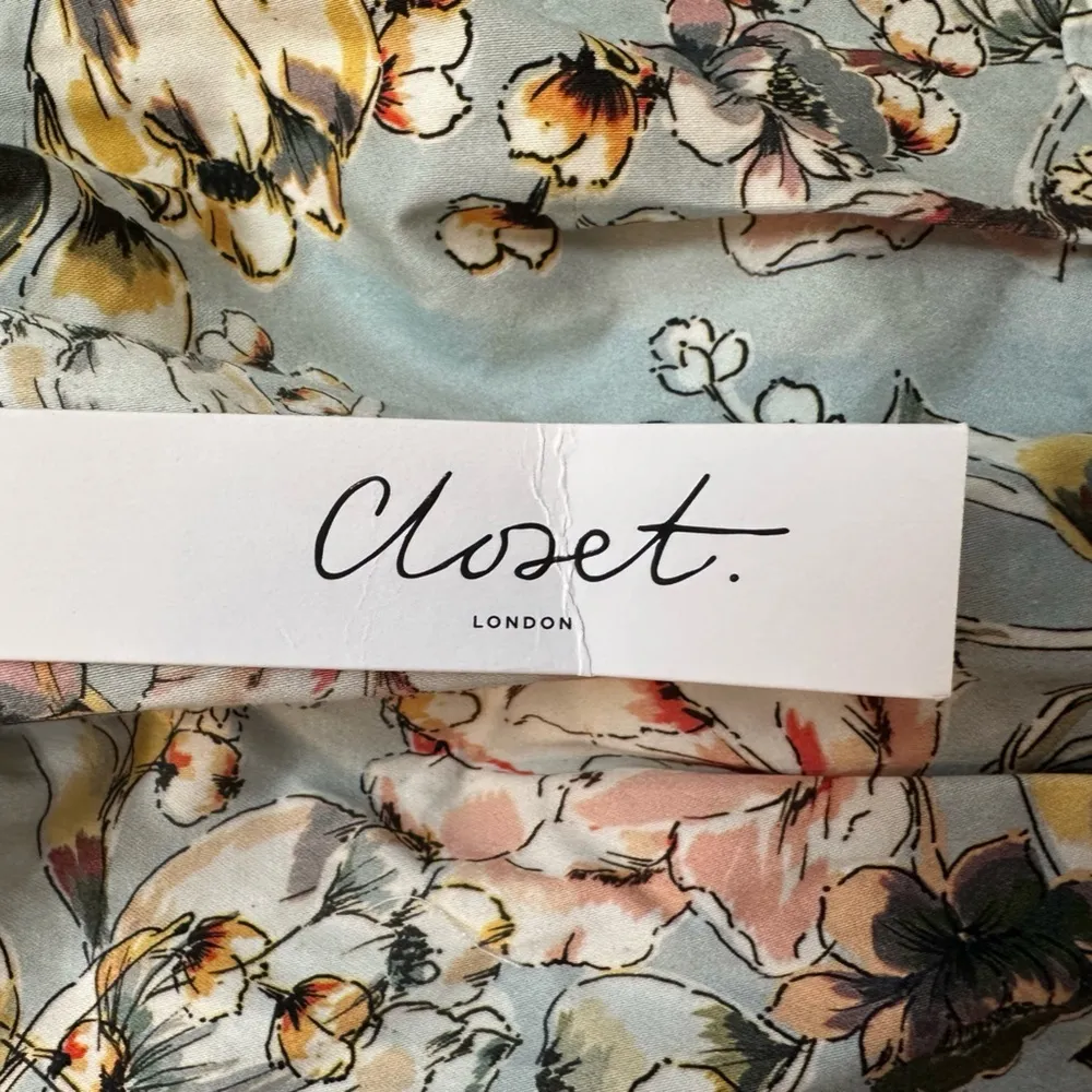 Closet London UK Wateecolor Tulip Floral Print Dress Cap Sleeves Size 4 S NWT Gray - Image 11