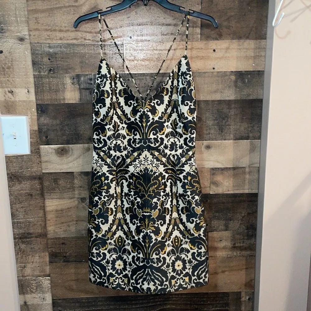 Free People Queen of Hearts Black & Gold Brocade Mini Dress - Image 6