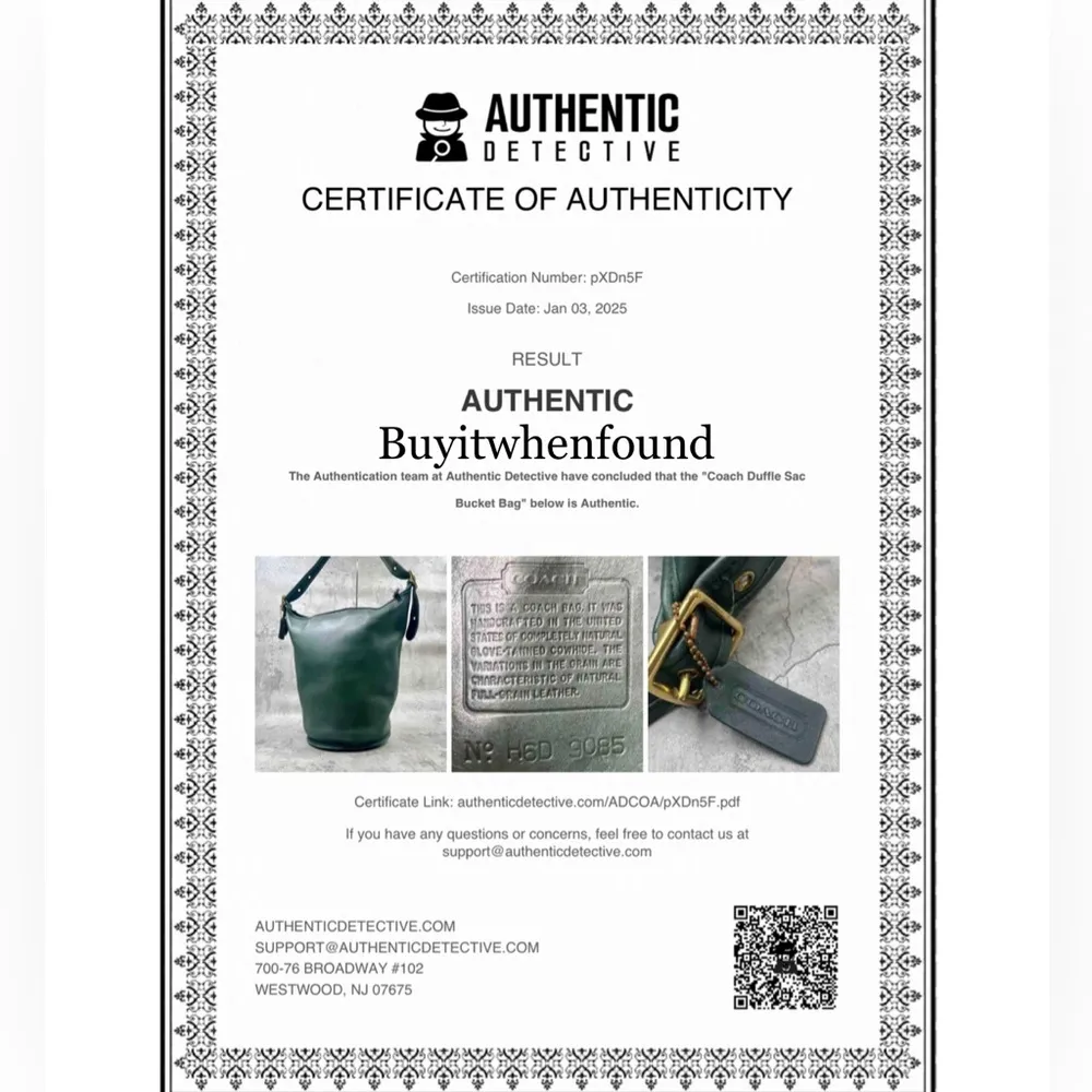 VINTAGE COACH Dark Green Leather Duffle Sac XL Crossbody Bucket Bag USA 9085 COA - Image 7