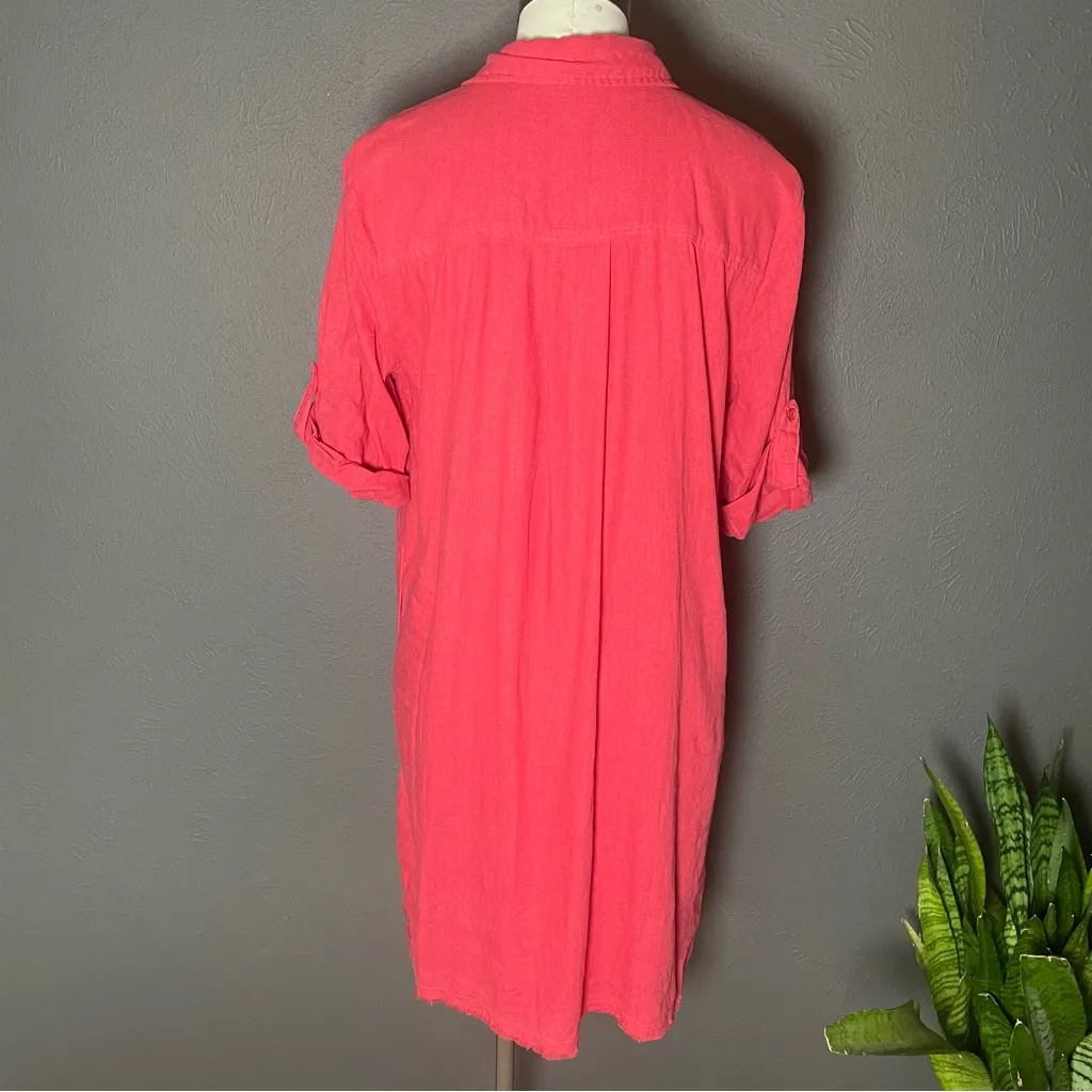 Oversized Mododoc Red Linen Blend Shirt Dress – Button Down fits‎ like a Medium Size XS - Image 5