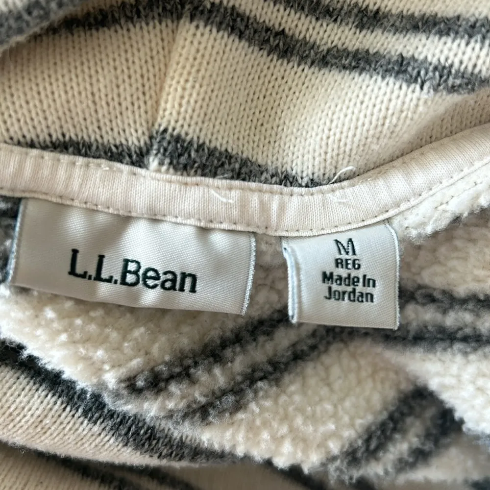 L.L. Bean Cowl Neck Striped Cream Gray Sweater Size Large - Image 9