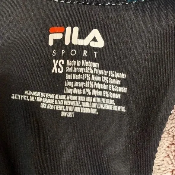 FILA Sport Sports Bra‎ XS Black Tie Dye Zip Front Multi Color Athletic Workout - Image 3